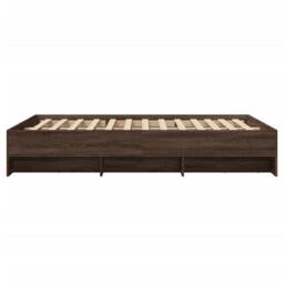 Berkfield Home Bed Frame without Mattress Brown Oak 120x200 cm Engineered Wood - Size: Small Double - thumbnail 6