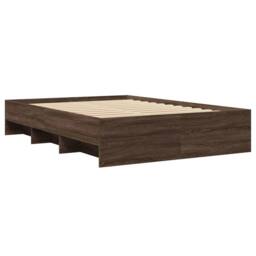 Berkfield Home Bed Frame without Mattress Brown Oak 120x200 cm Engineered Wood - Size: Small Double - thumbnail 7