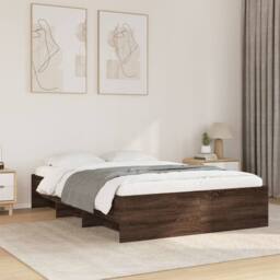 Berkfield Home Bed Frame without Mattress Brown Oak 120x200 cm Engineered Wood - Size: Small Double - thumbnail 2