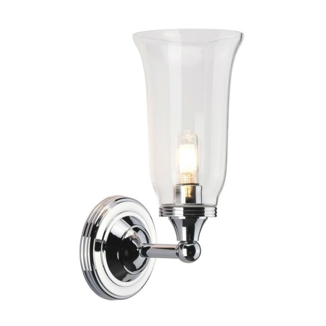 Loops IP44 Wall Light Tall Glass Shade & Chrome Polished Chrome LED G9 3.5W in Clear