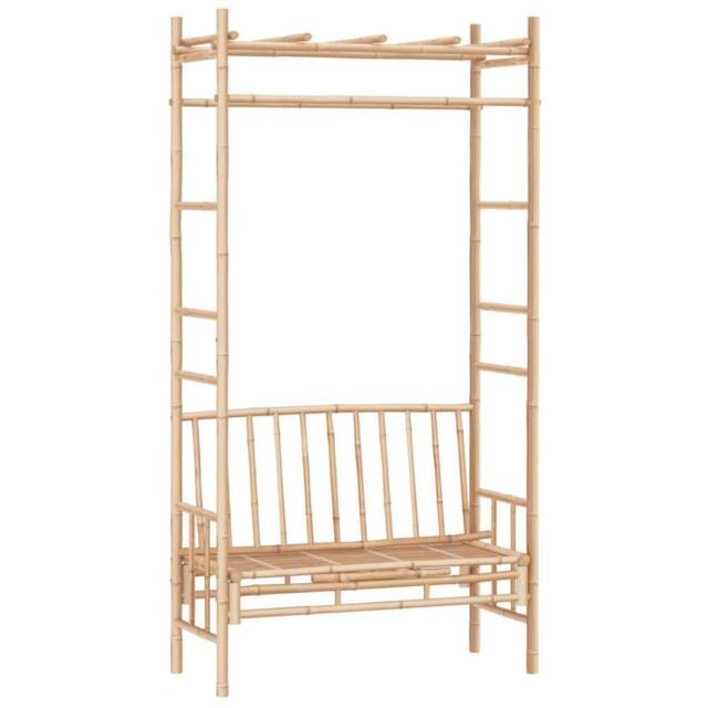 Berkfield Home Garden Bench with Pergola 116 cm Bamboo in Brown - image 1