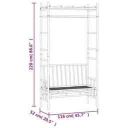 Berkfield Home Garden Bench with Pergola 116 cm Bamboo in Brown - thumbnail 6