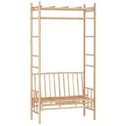 Berkfield Home Garden Bench with Pergola 116 cm Bamboo in Brown