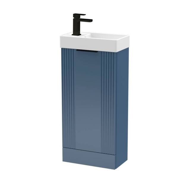 Balterley Blue 400mm Floor Standing Vanity Unit with Black Handle - image 1