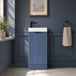 Balterley Blue 400mm Floor Standing Vanity Unit with Black Handle - thumbnail 8