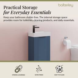Balterley Blue 400mm Floor Standing Vanity Unit with Black Handle - thumbnail 2