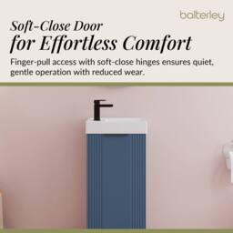 Balterley Blue 400mm Floor Standing Vanity Unit with Black Handle - thumbnail 3