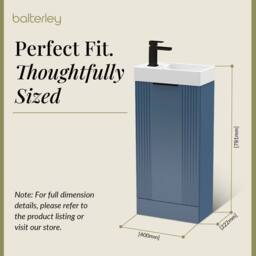 Balterley Blue 400mm Floor Standing Vanity Unit with Black Handle - thumbnail 5