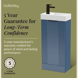 Balterley Blue 400mm Floor Standing Vanity Unit with Black Handle - thumbnail 6