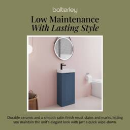 Balterley Blue 400mm Floor Standing Vanity Unit with Black Handle - thumbnail 7