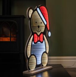 Samuel Alexander 60cm Light up Teddy Bear in Santa Hat Christmas Infinity Decoration with LEDs - thumbnail 3