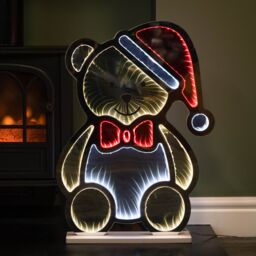 Samuel Alexander 60cm Light up Teddy Bear in Santa Hat Christmas Infinity Decoration with LEDs - thumbnail 1