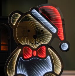 Samuel Alexander 60cm Light up Teddy Bear in Santa Hat Christmas Infinity Decoration with LEDs - thumbnail 4