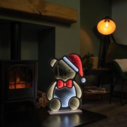 Samuel Alexander 60cm Light up Teddy Bear in Santa Hat Christmas Infinity Decoration with LEDs - thumbnail 2