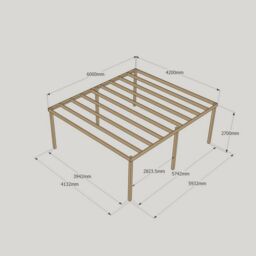 Rutland County Garden Furniture Ltd Garden Pergola 6 Posts - Wood - L420 x W600 x H270 cm - Rustic Brown in Light Green - thumbnail 5