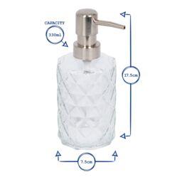 Harbour Housewares 2pc Prism Glass Soap Dispenser Set with Bamboo Tray in Clear - thumbnail 3