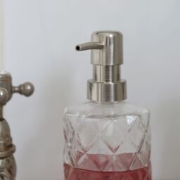 Harbour Housewares 2pc Prism Glass Soap Dispenser Set with Bamboo Tray in Clear - thumbnail 6