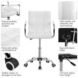 KORVIXA White Leather Executive Computer Chair - Size: 100 cm x 100 cm - thumbnail 3
