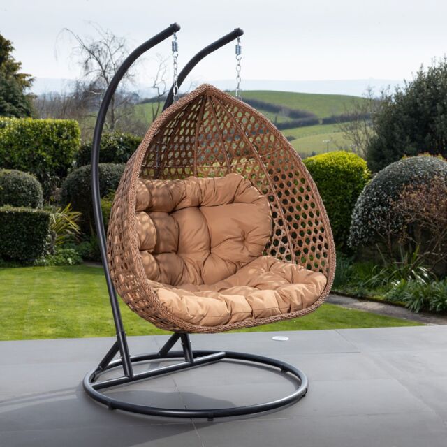 Artemis Home Henley Double Swing Egg Pod Chair in Brown - image 1