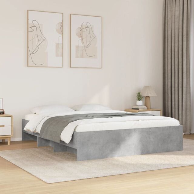 Berkfield Home Bed Frame without Mattress Concrete Grey 160x200cm Engineered Wood - Size: 160x200 cm - image 1