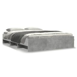 Berkfield Home Bed Frame without Mattress Concrete Grey 160x200cm Engineered Wood - Size: 160x200 cm - thumbnail 2