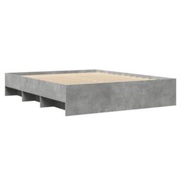 Berkfield Home Bed Frame without Mattress Concrete Grey 160x200cm Engineered Wood - Size: 160x200 cm - thumbnail 4