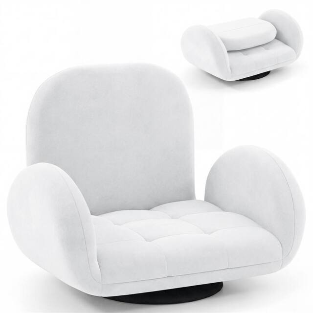 Kelvenix Swivel Floor Chair Folding Gaming Chair in White - Size: 0.6m2 - image 1
