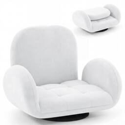 Kelvenix Swivel Floor Chair Folding Gaming Chair in White - Size: 0.6m2 - thumbnail 1