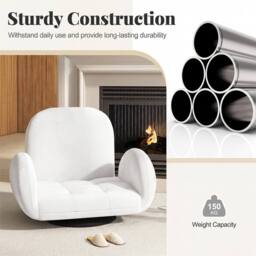 Kelvenix Swivel Floor Chair Folding Gaming Chair in White - Size: 0.6m2 - thumbnail 4