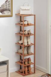 Living and Home 7 Tiers Bamboo Shoe Rack Entryway Hallway Shoe Storage Shelf in Brown - thumbnail 2