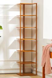 Living and Home 7 Tiers Bamboo Shoe Rack Entryway Hallway Shoe Storage Shelf in Brown