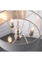 Netlighting Highclere Cylindrical Pendant Light Bright Nickel Plate Charcoal Fabric in Grey - thumbnail 6