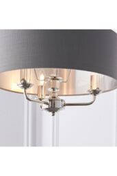 Netlighting Highclere Cylindrical Pendant Light Bright Nickel Plate Charcoal Fabric in Grey - thumbnail 4