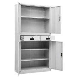 Berkfield Home Office Cabinet Light Grey 90x40x180 cm Steel - Size: 90 x 40 x 180 cm - thumbnail 6