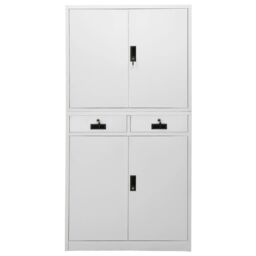 Berkfield Home Office Cabinet Light Grey 90x40x180 cm Steel - Size: 90 x 40 x 180 cm - thumbnail 2