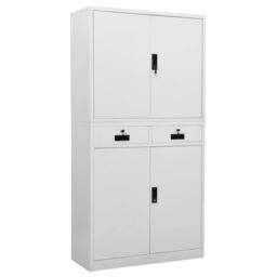 Berkfield Home Office Cabinet Light Grey 90x40x180 cm Steel - Size: 90 x 40 x 180 cm - thumbnail 1