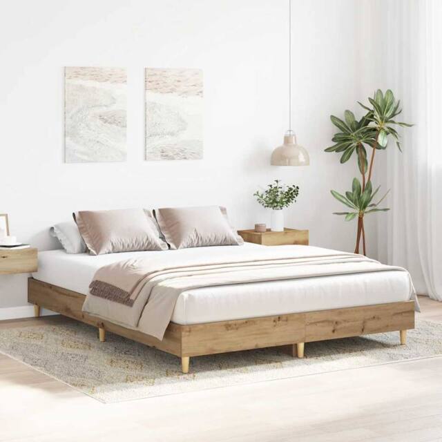 Berkfield Home Durable Bed Frame No Mattress Artisan Oak 75x190 cm Small Single Wood in Brown - image 1
