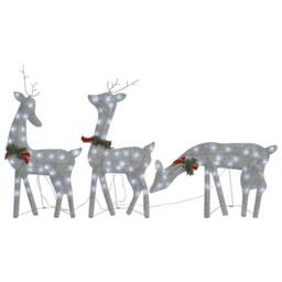 Berkfield Home Christmas Reindeer Family 270x7x90 cm Silver Cold White Mesh - Size: 270 x 7 x 90 cm - thumbnail 2