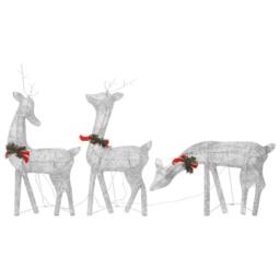 Berkfield Home Christmas Reindeer Family 270x7x90 cm Silver Cold White Mesh - Size: 270 x 7 x 90 cm - thumbnail 3