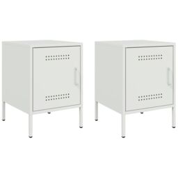 Berkfield Home Bedside Cabinets 2 pcs White 36x39x50.5 cm Steel - thumbnail 2