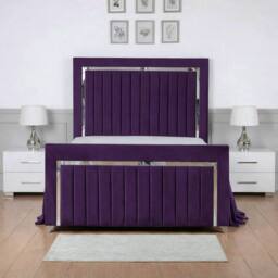 Living Comfort Bedz Chrome Edge Ottoman Gas Lift Storage Bed with 48 Inch Headboard in Purple - Size: Double - thumbnail 2