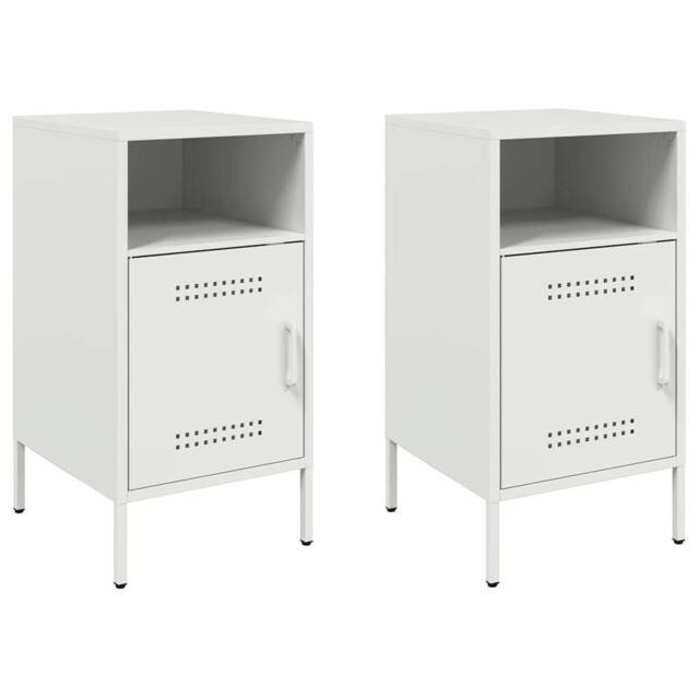 Berkfield Home Bedside Cabinets 2 pcs White 36x39x68 cm Steel - Size: 36 x 39 x 68 cm - image 1