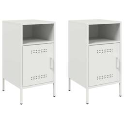 Berkfield Home Bedside Cabinets 2 pcs White 36x39x68 cm Steel - Size: 36 x 39 x 68 cm - thumbnail 1