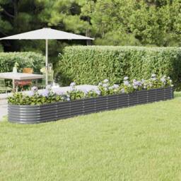 Berkfield Home Garden Raised Bed Powder-coated Steel 512x80x36 cm Anthracite in Dark Grey - Size: 512 x 80 x 36 cm - thumbnail 2