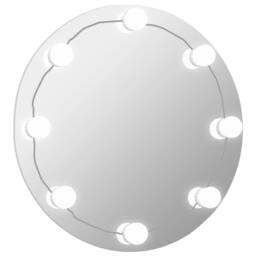 Berkfield Home Wall Mirror with LED Lights Round Glass in Silver - thumbnail 2