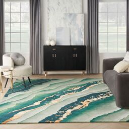 The Rug Shop UK Green Handmade Luxurious Easy to clean Abstract Area Rug - Size: 114 cm x 170 cm - thumbnail 3