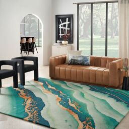 The Rug Shop UK Green Handmade Luxurious Easy to clean Abstract Area Rug - Size: 114 cm x 170 cm - thumbnail 1