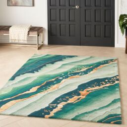 The Rug Shop UK Green Handmade Luxurious Easy to clean Abstract Area Rug - Size: 114 cm x 170 cm - thumbnail 2