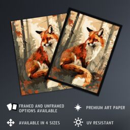 "Artery8 Wall Art Print Red Fox Autumn Forest Landscape Portrait Design Art Framed Poster in Black - Size: W12"" x H16""" - thumbnail 2