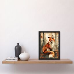 "Artery8 Wall Art Print Red Fox Autumn Forest Landscape Portrait Design Art Framed Poster in Black - Size: W12"" x H16""" - thumbnail 4